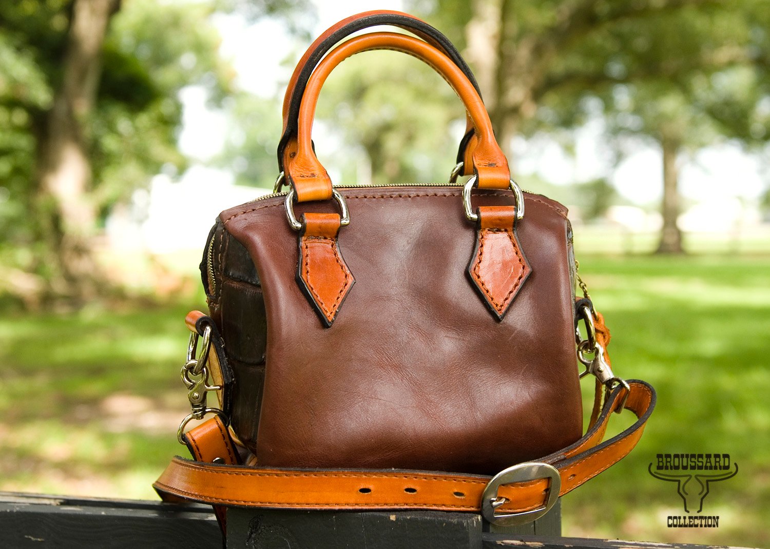 Cajun Speed Purse – Herman Oak Leather & Louisiana Alligator