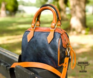 Cajun Speed – Navy Blue Top Grain Leather Purse