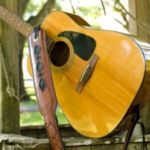 The Bayou One one-of-a-kind leather guitar strap with Louisiana alligator